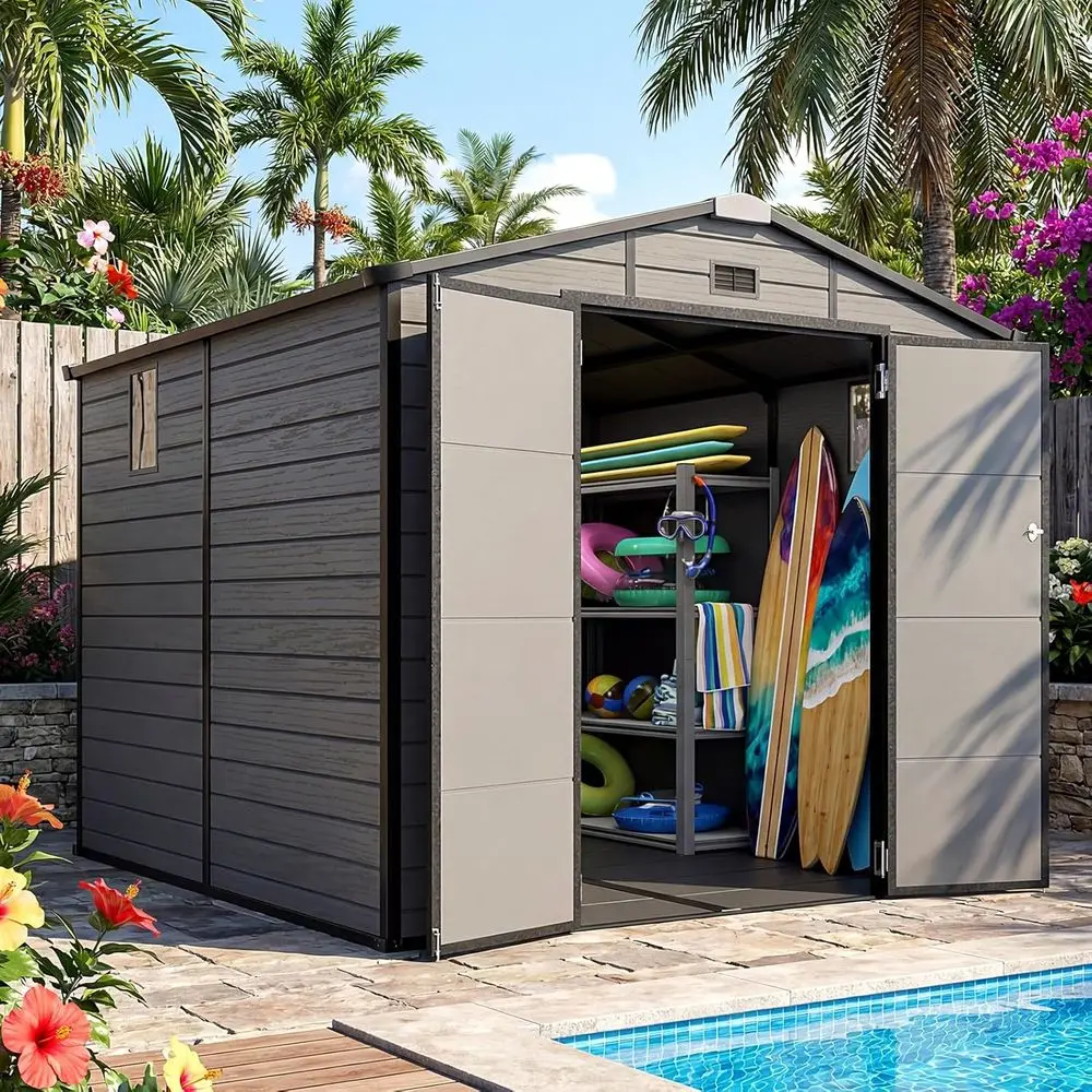Gardening Tools Storage - مخزن تخزين خارجي 8×8 مع أرضية،