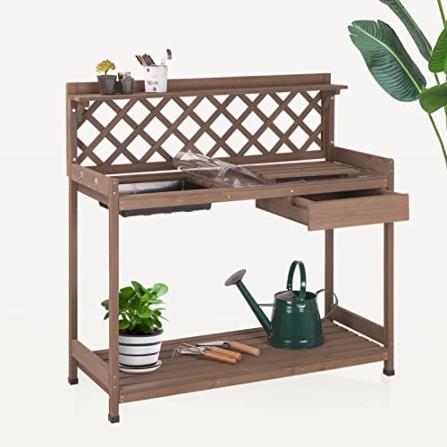 Gardening Tools Wooden - طاولة زراعة خارجية للاستخدام في الحدائق،