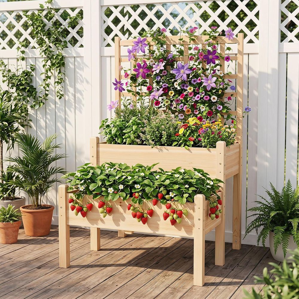 حوض زراعة مرتفع مع سياج شبكي،  - مراجعة Raised Bed Planter Box وسعره