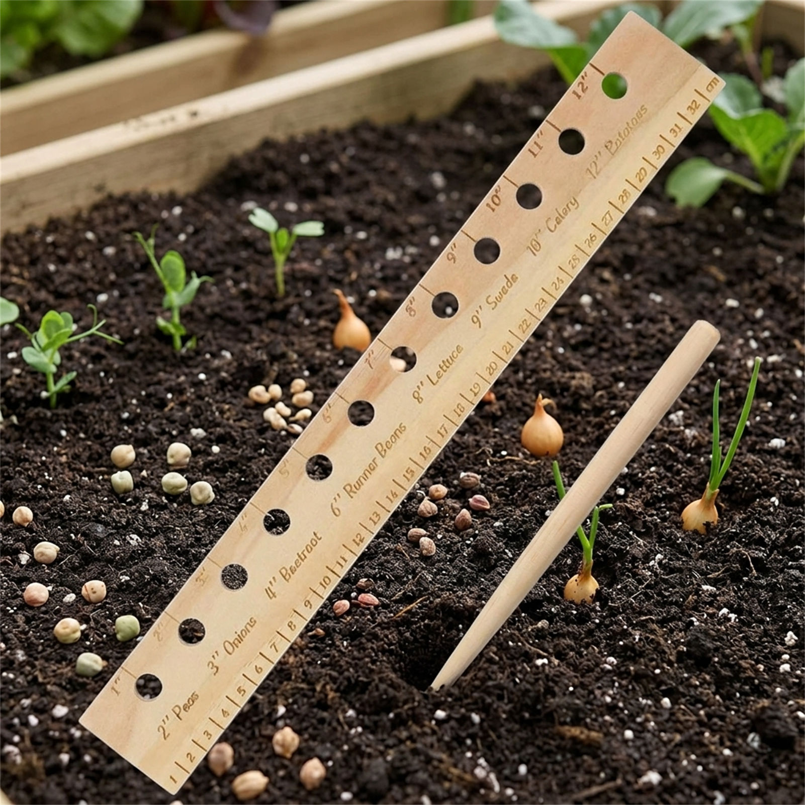 مسطرة زراعة من الخشب الصلب للم - مراجعة Gardening Tools Wooden وسعره