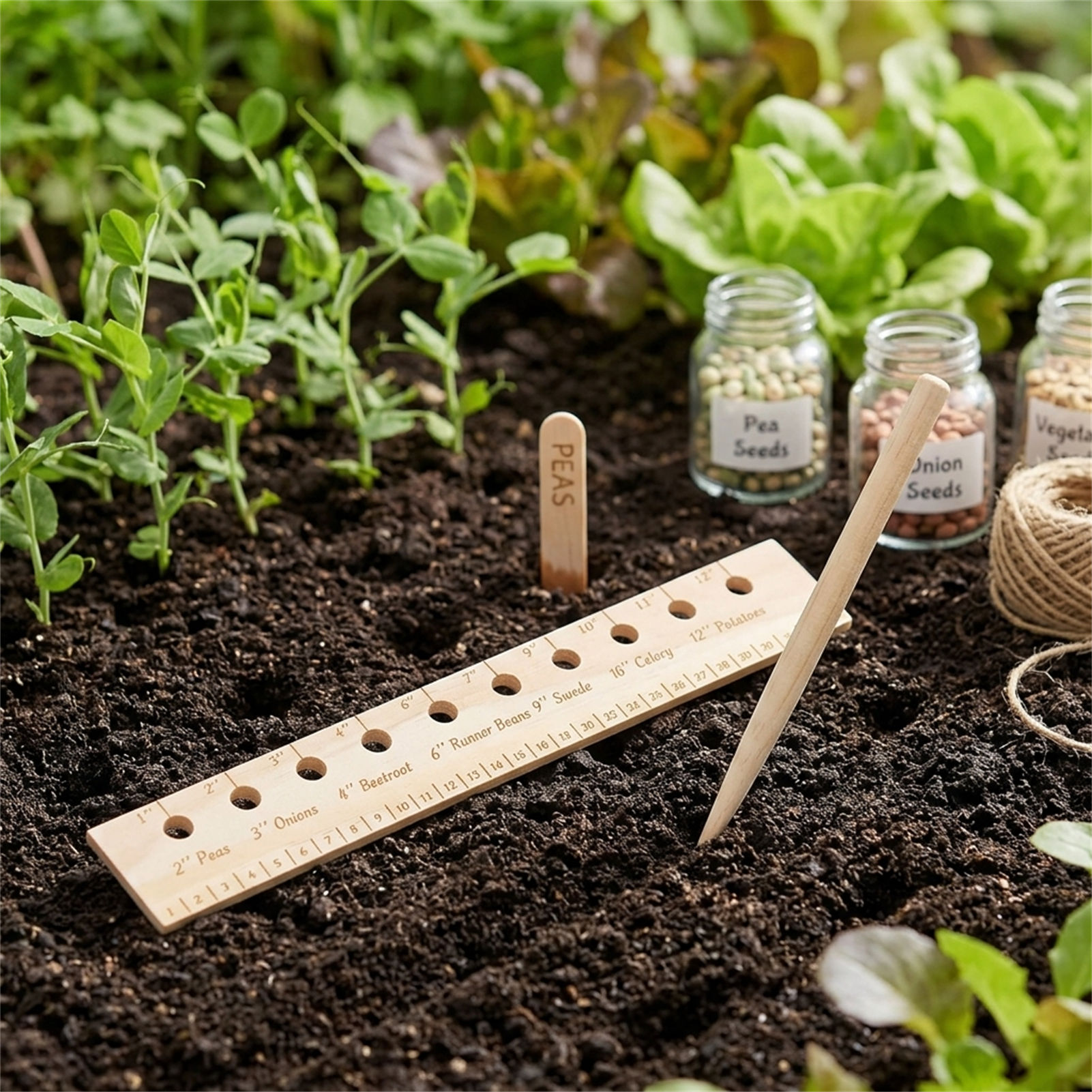 مسطرة زراعة من الخشب الصلب للم - مراجعة Gardening Tools Wooden وسعره