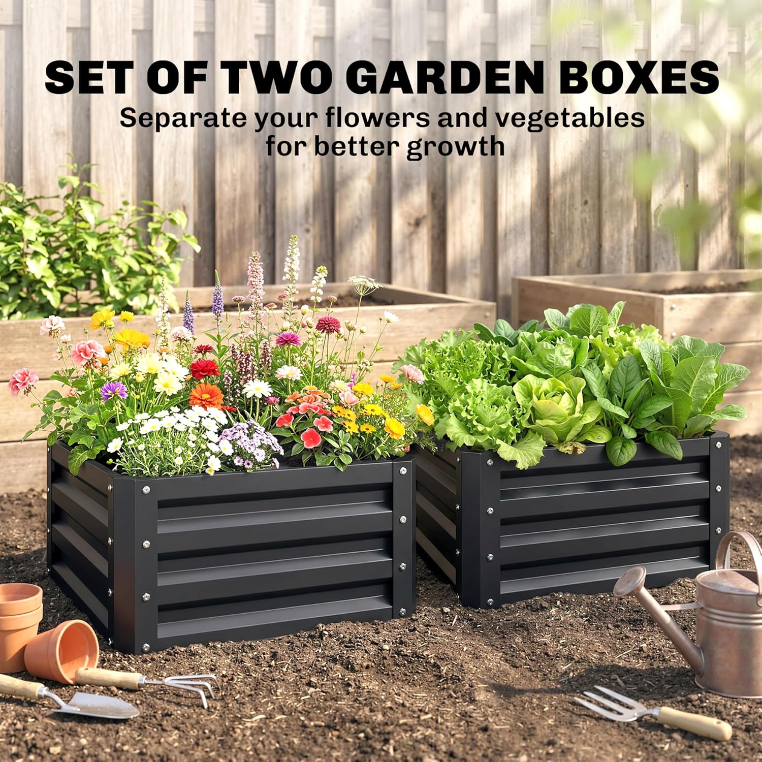 حوض زراعة معدني مجلفن من قطعتي - مراجعة Raised Bed Planter Box وسعره