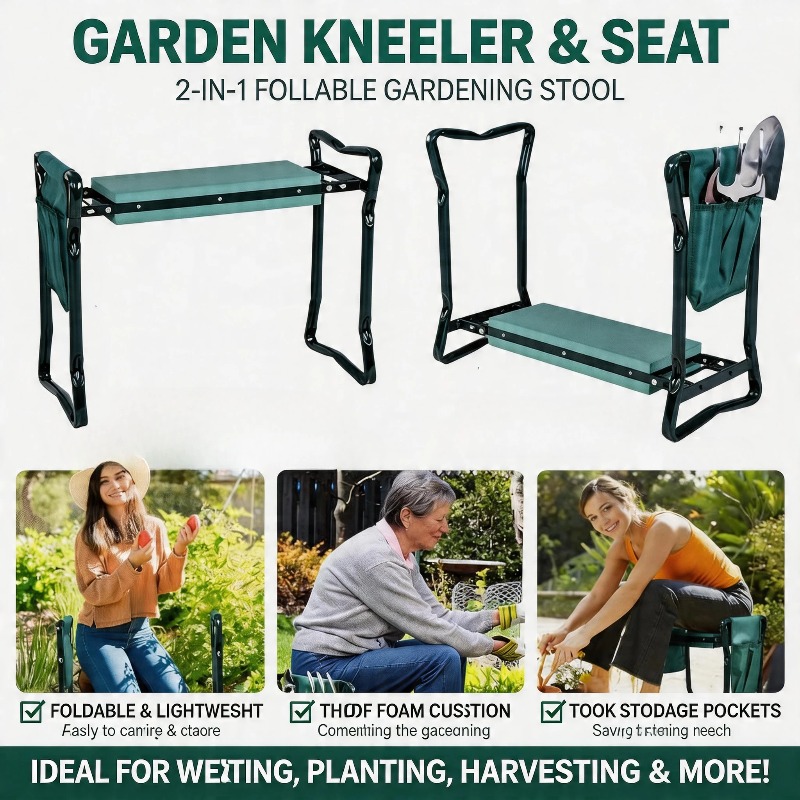 مقعد حديقة قابل للطي 2 في 1 مع - مراجعة Gardening Tools Kit For Sale وسعره
