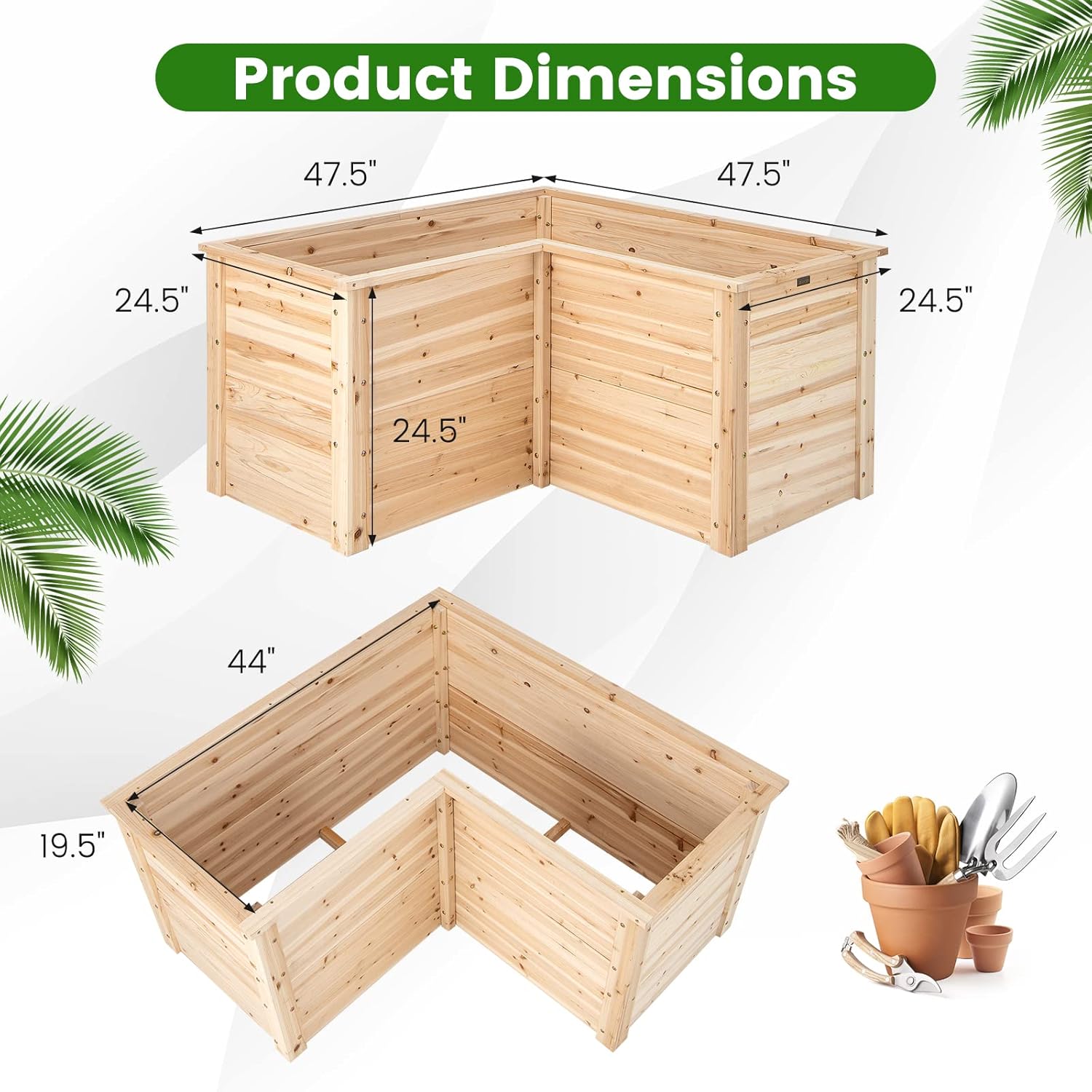 حوض زراعة خشبي مرتفع، 47.5 × 4 - مراجعة Raised Bed Planter Box وسعره