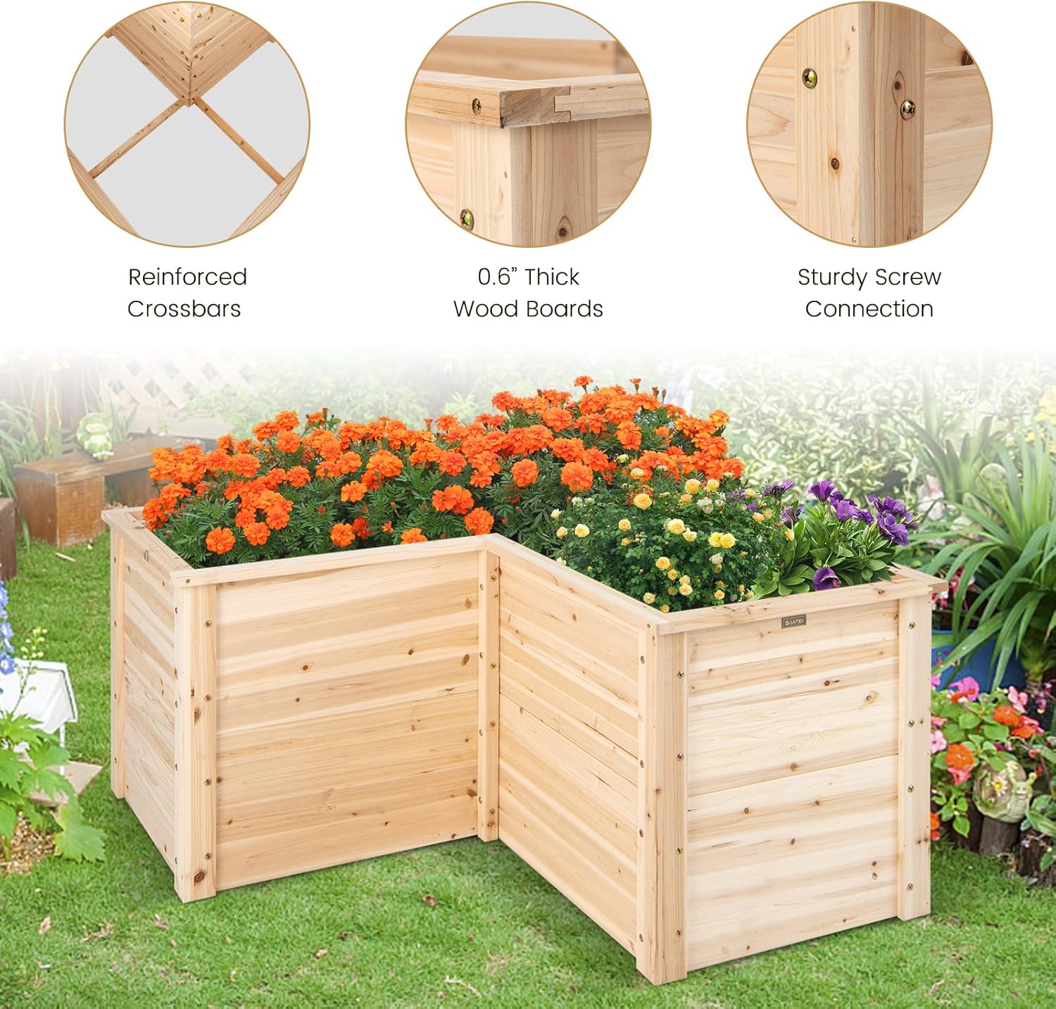 حوض زراعة خشبي مرتفع، 47.5 × 4 - مراجعة Raised Bed Planter Box وسعره