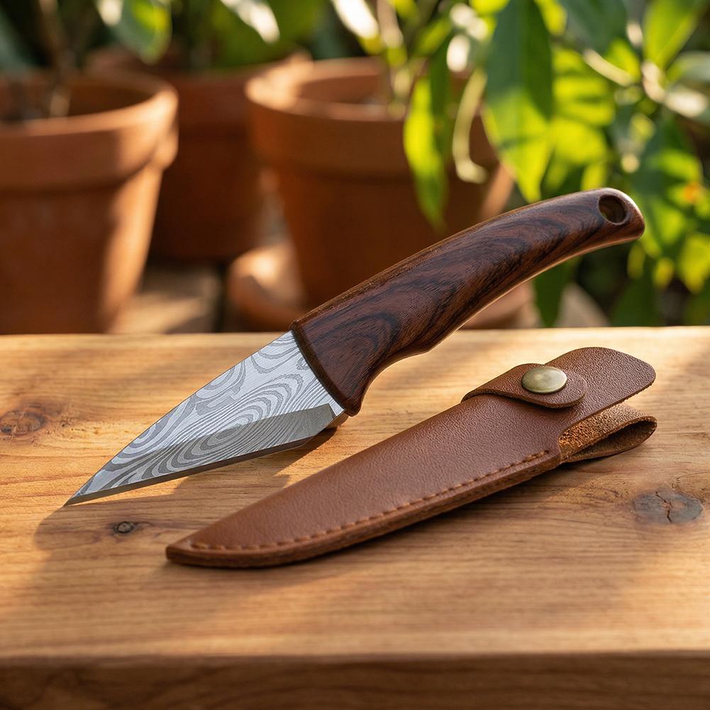 سكين تطعيم حاد بمقبض خشبي وغمد - مراجعة Gardening Tools Knife وسعره