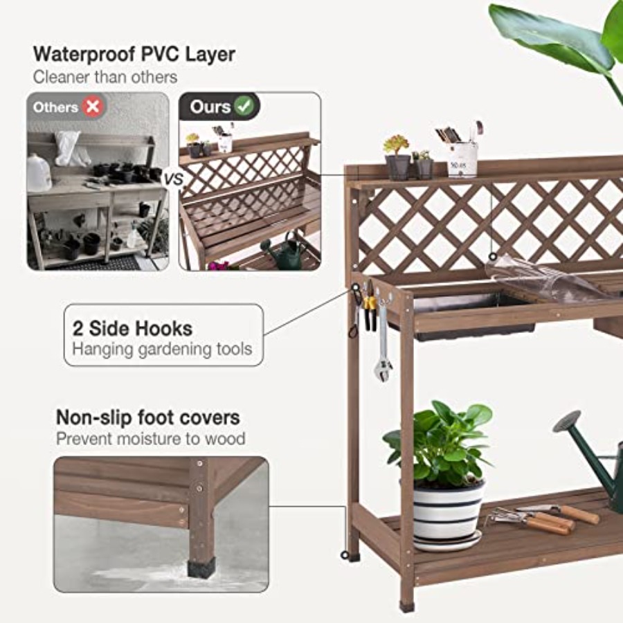 طاولة زراعة خارجية للاستخدام ف - مراجعة Gardening Tools Wooden وسعره