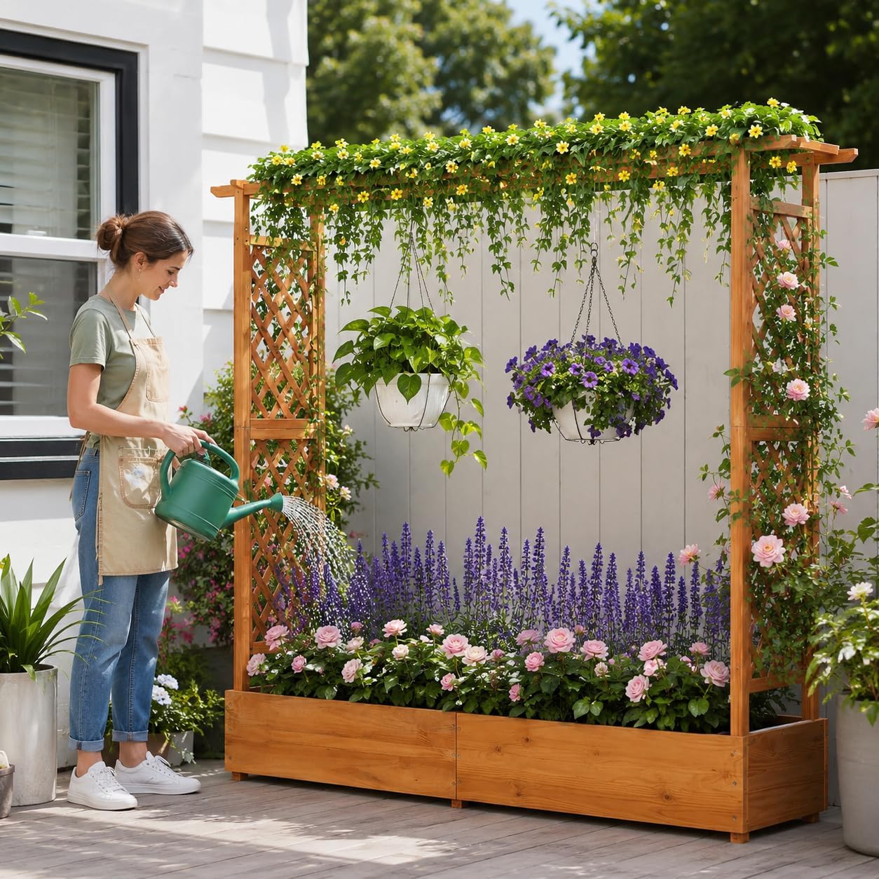حوض زراعة مرتفع مع سياج شبكي و - مراجعة Raised Bed Planter Box وسعره