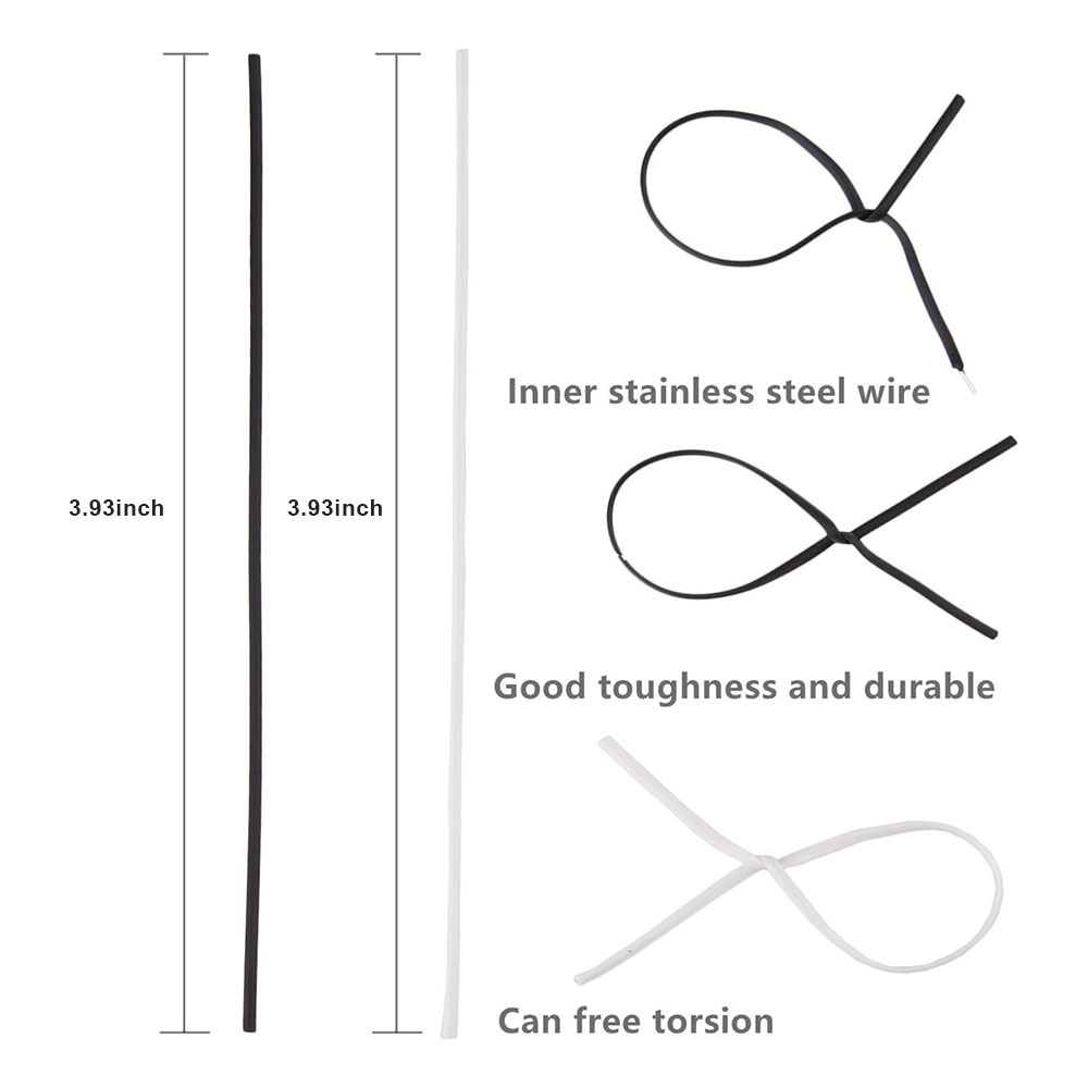 100 قطعة أسود أبيض البستنة كاب - مراجعة Garden Wire Twist Tie وسعره