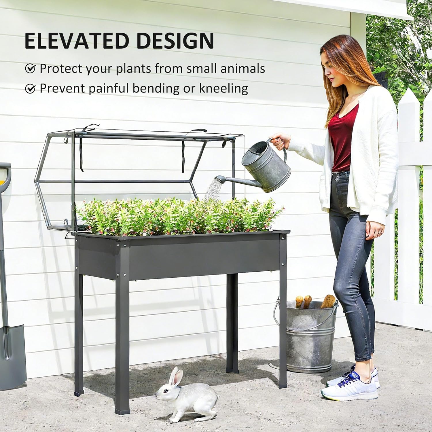 حوض زراعة مرتفع مع غطاء للدفيئ - مراجعة Raised Bed Planter Box وسعره